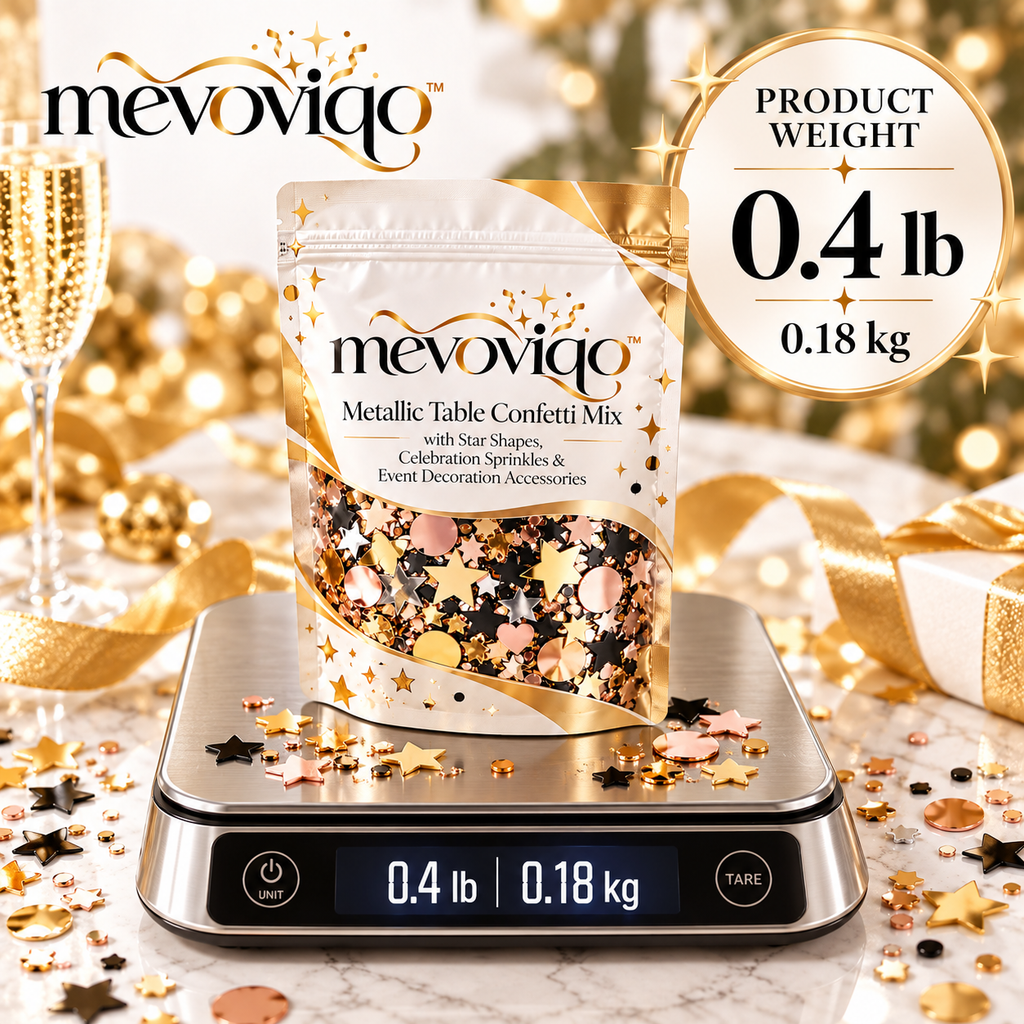 mevoviqo™ Metallic Table Confetti Mix with Star Shapes, Celebration Sprinkles & Event Decoration Accessories