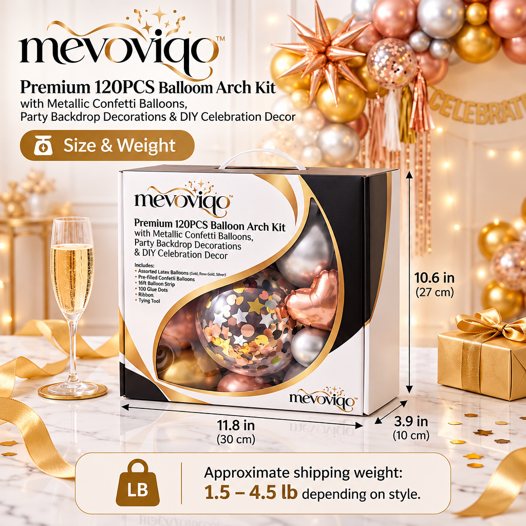 mevoviqo™ Premium 120PCS Balloon Arch Kit with Metallic Confetti Balloons, Party Backdrop Decorations & DIY Celebration Decor