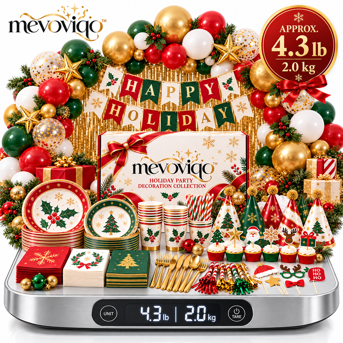 mevoviqo™ Holiday Party Decoration Collection with Festive Banner, Table Decor & Seasonal Accessories