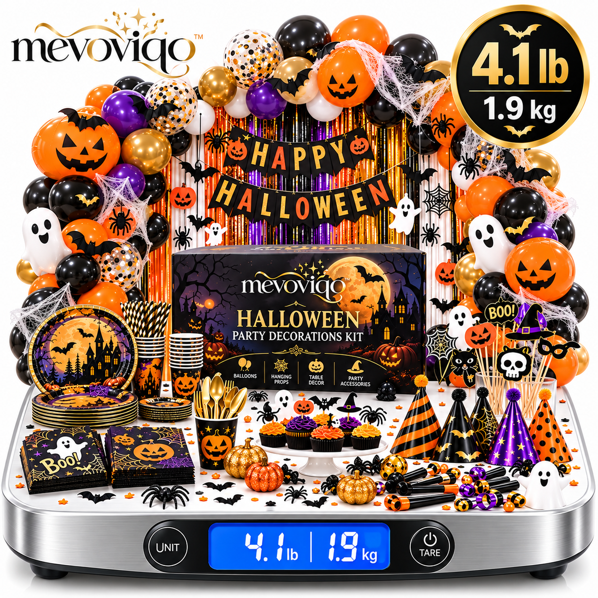 mevoviqo™ Halloween Party Decorations Kit with Hanging Props, Table Decor, Balloons & Spooky Celebration Accessories