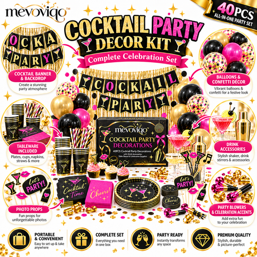 mevoviqo™ 40PCS Cocktail Party Decorations with Drink Accessories, Table Decor & Celebration Supplies