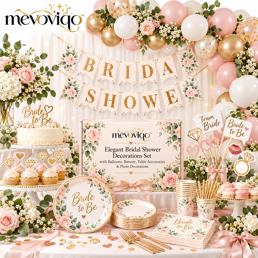 mevoviqo™ Elegant Bridal Shower Decorations Set with Balloons, Banner,