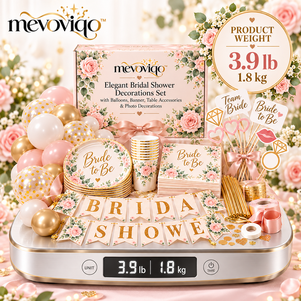 mevoviqo™ Elegant Bridal Shower Decorations Set with Balloons, Banner, Table Accessories & Photo Decorations