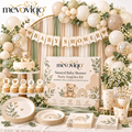 mevoviqo™ Neutral Baby Shower Party Supplies Kit with Balloons, Banner, Backdrop & Table Decorations