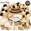 mevoviqo™ 250PCS Ultimate Party Supplies Kit with Balloons, Tableware, Backdrop, Banner & Celebration Accessories