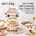 mevoviqo™ 50PCS Birthday Cake Topper Kit with Cupcake Picks, Glitter Accents & Dessert Table Decorations